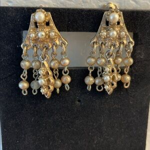 Vintage Gold and Pearl Detail Clip-on Earrings